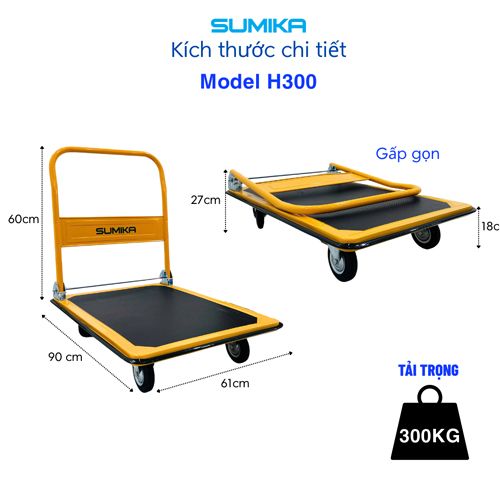 Xe Đẩy Hàng 300kg Giá Rẻ Sumika H300 Kho Hồ Chí Minh